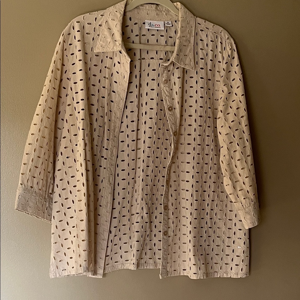 Chico's Light Tan Eyelet Blouse